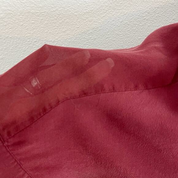Banana Republic Women’s Silk Blouse Tunic Maroon Burgundy Short Sleeve Medium - Picture 6 of 8